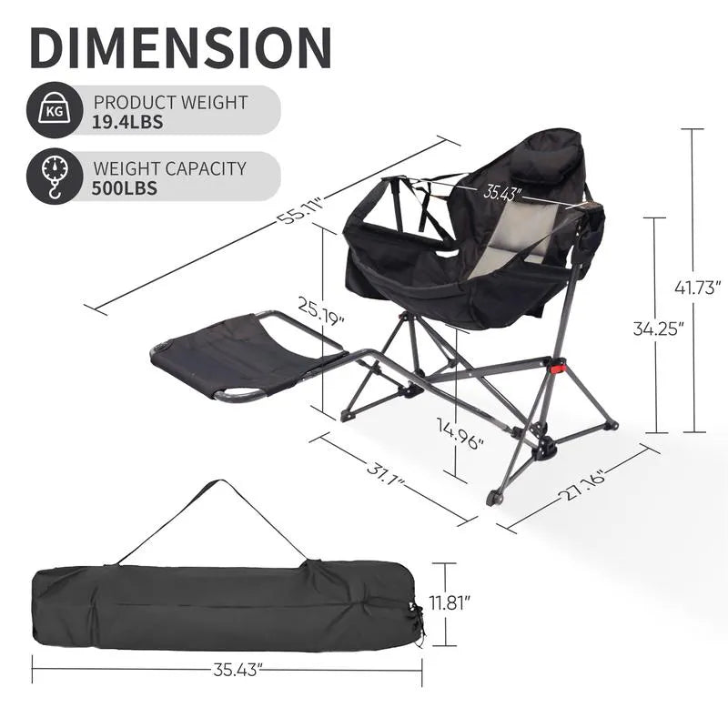 Hammock camping chair with a maximum weight capacity of 450 lbs, swing chair with pedals